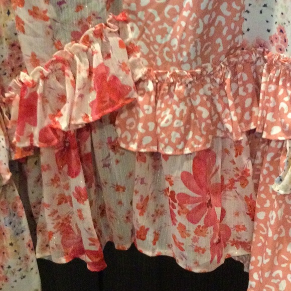 NWT Umgee Ruffled Pink/White Lg & Sm Floral & Leopard Spot Kimono - Picture 5 of 7